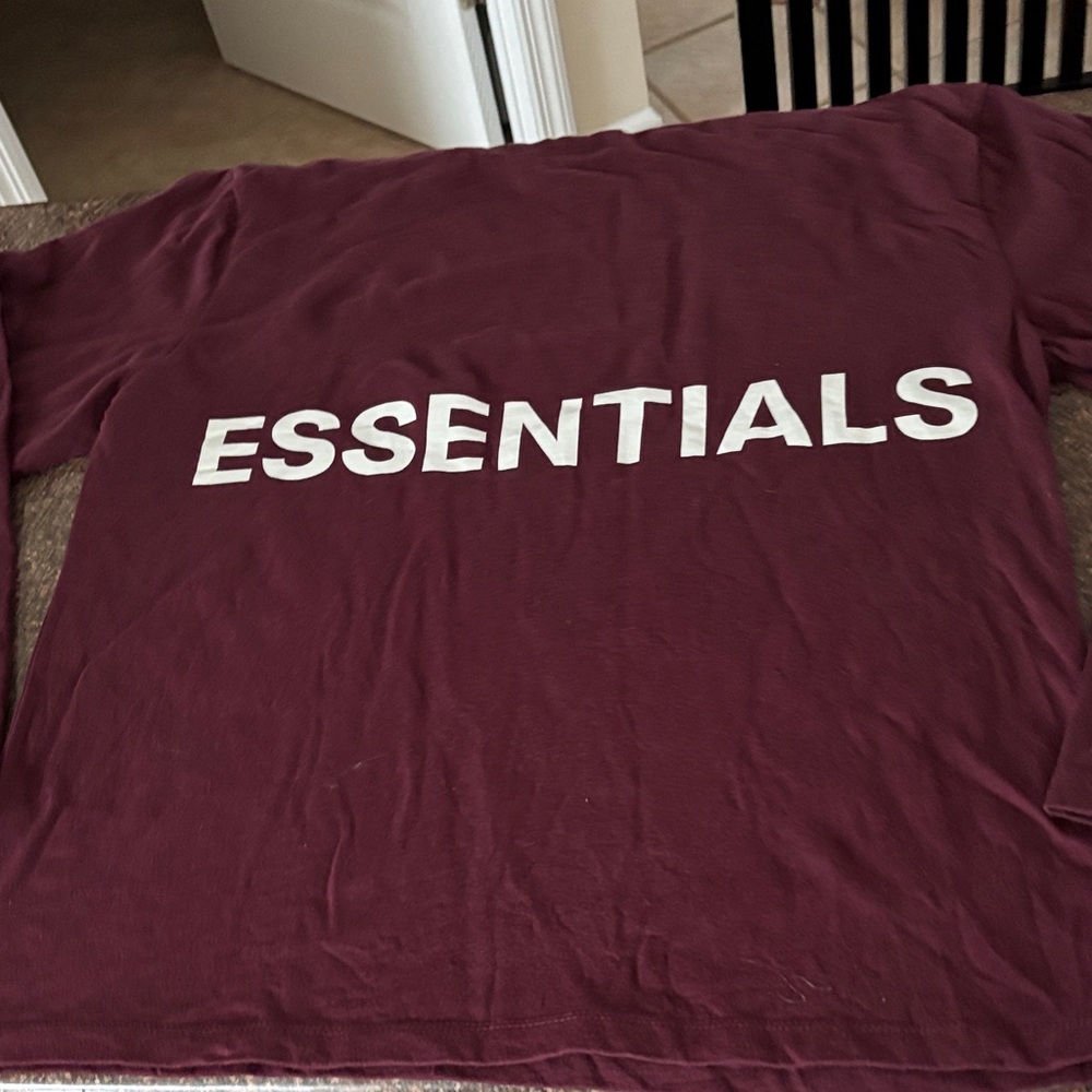 Essentials Men’s Rich Burgundy Long Sleeve Tee-M